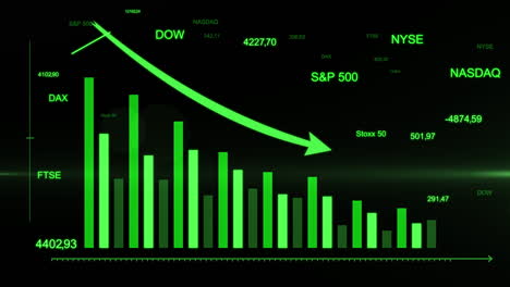 Financial-chart-with-falling-down-arrow.-Futuristic-green-arrow-decreasing-graph